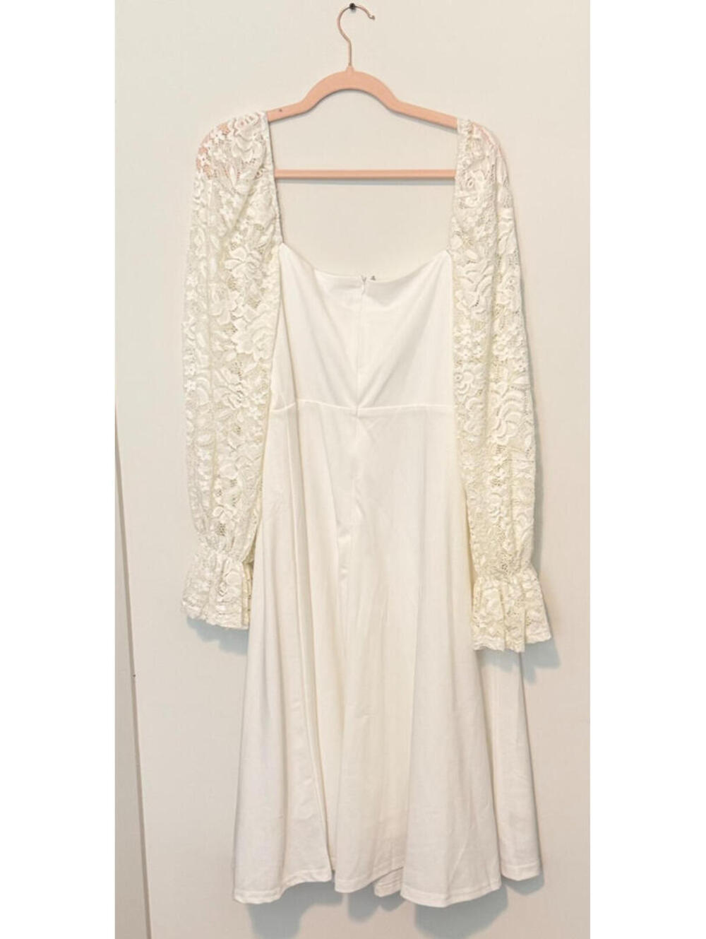 Women's Shein Curve White Lace Long Sleeved Dress